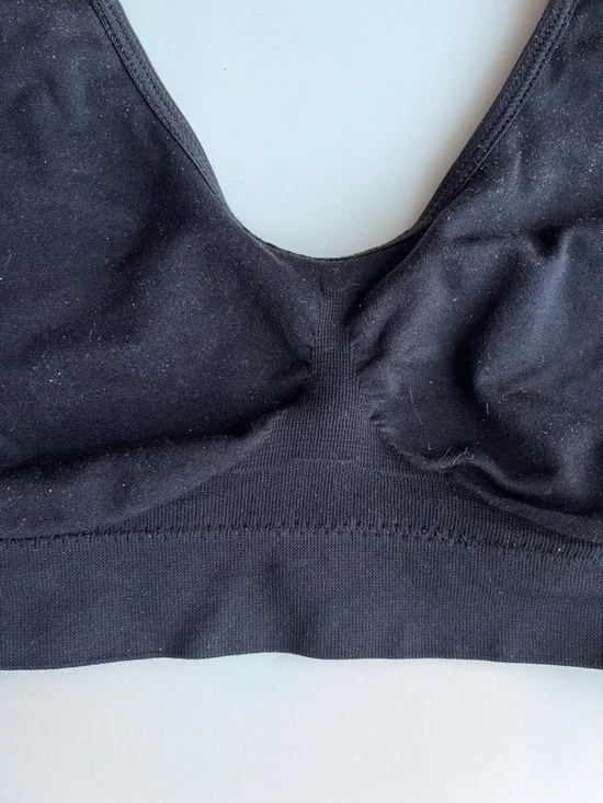 Seamless Comfortable Wide Strap No Underwire Black Bra Size XL - Picture 4 of 10